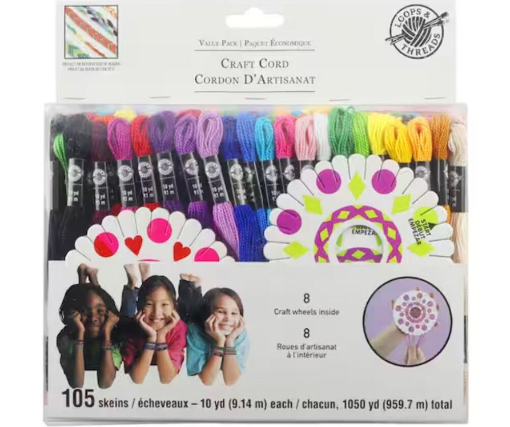 New in Box Craft Cord Value Pack by Loops & Threads™, 105ct. With Craft Wheel